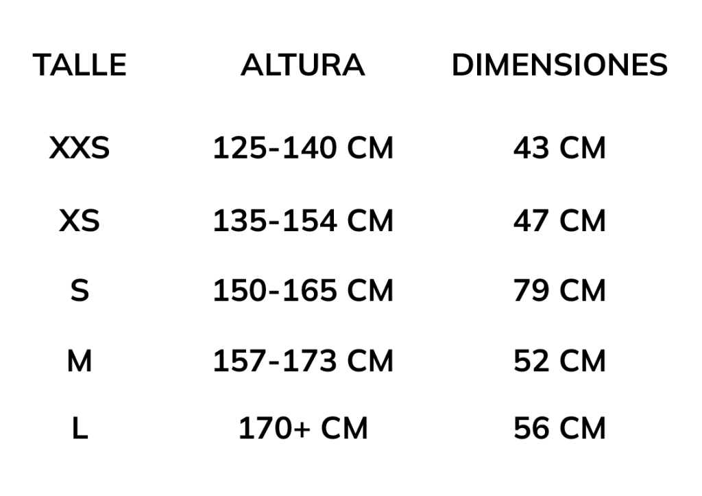 Tabla de Talles canilleras
