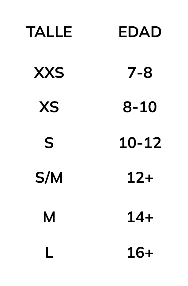 Tabla de talles de guantes